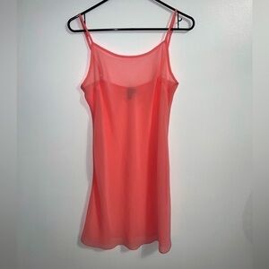 Coral pink asos sheer slip dress size 8